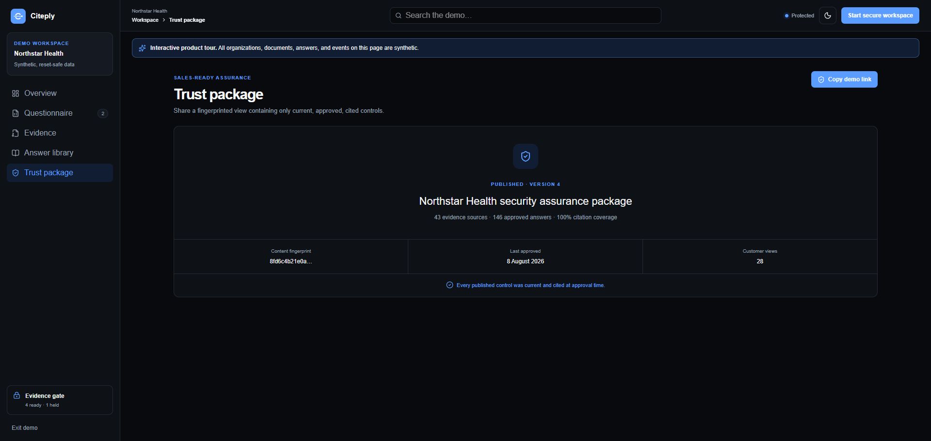 Citeply trust package with fingerprint and security assurance details